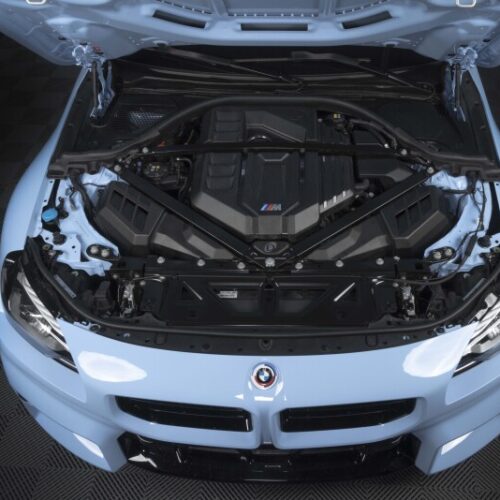 Alternative view of Dinan for 21-27 BMW M2/M3/M4 (G80/G82/G87) Matte Carbon Fiber Engine Cover w/Gloss Accents