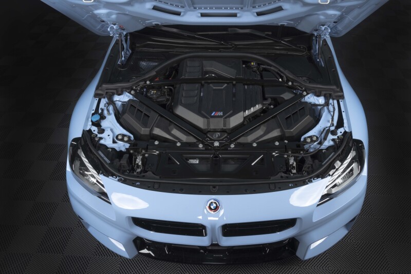 Dinan for 21-27 BMW M2/M3/M4 (G80/G82/G87) Matte Carbon Fiber Engine Cover w/Gloss Accents - Image 2