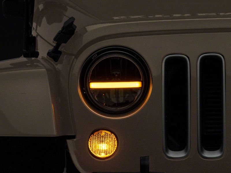 Raxiom for 1997-2018 Jeep Wrangler TJ & JK Axial 7-In LED Headlights w/ DRL - Black Housing (Clear Lens) - Image 2