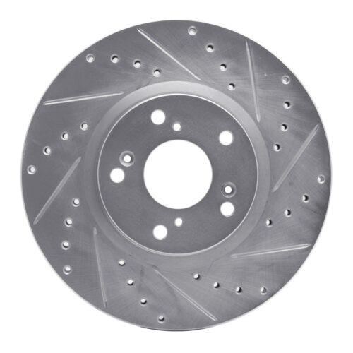 R1 Concepts for 06-15 Honda Civic Si Front Right Drilled & Slotted Silver Brake Rotor