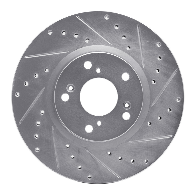 R1 Concepts for 06-15 Honda Civic Si Front Right Drilled & Slotted Silver Brake Rotor