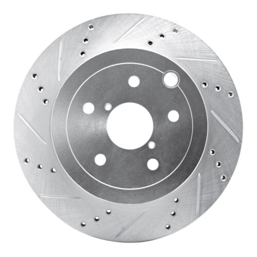 R1 Concepts for 08-20 Subaru Impreza Rear Left Drilled & Slotted Silver Brake Rotor