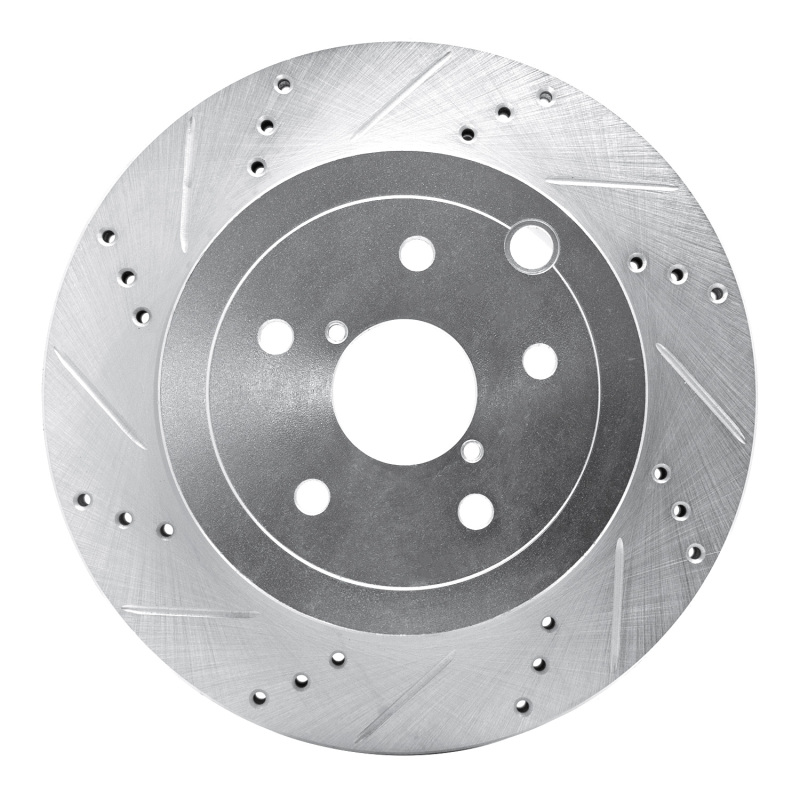 R1 Concepts for 08-20 Subaru Impreza Rear Left Drilled & Slotted Silver Brake Rotor