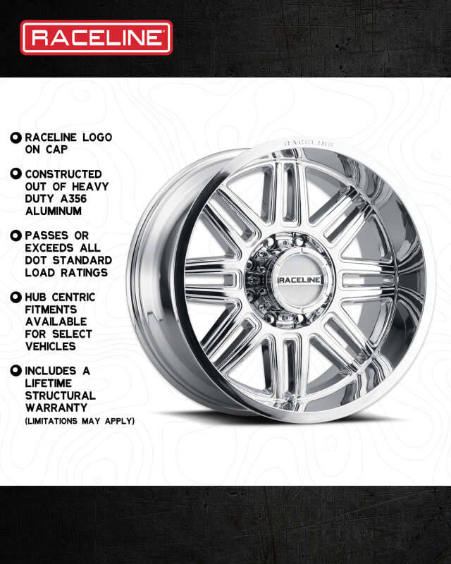 Raceline 948C Split 18x9in / 6x139.7 BP / -12mm Offset / 106.1mm Bore - Chrome Wheel - Image 3