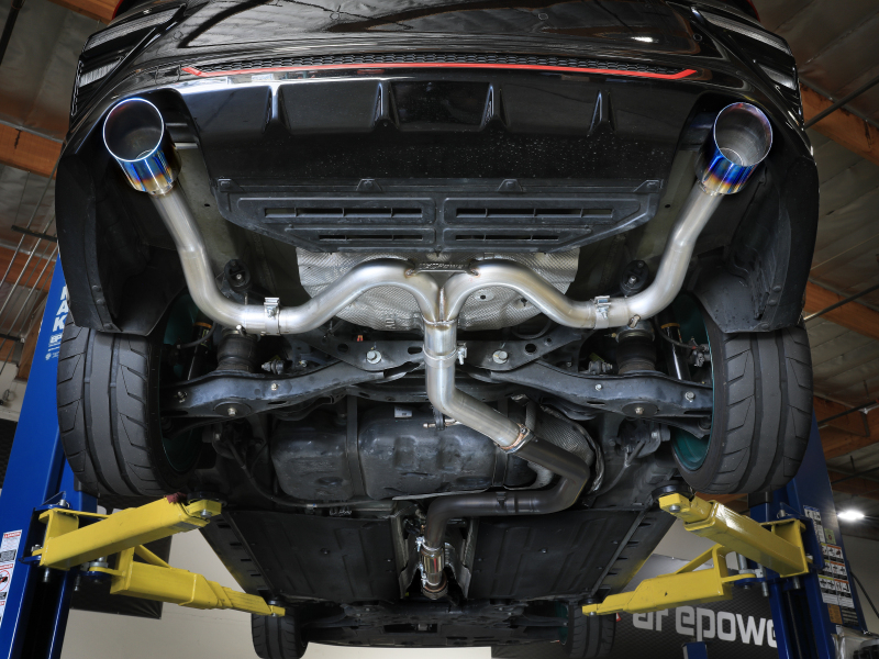 aFe Power Takeda 20-21 Kia Forte GT 1.6L (t) 3in to 2.5in SS Axle-Back Exhaust System w/ Blue Flame Tips - Image 7