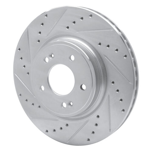 Alternative view of R1 Concepts for 18-23 Genesis G70 Front Left Drilled & Slotted Silver Brake Rotor