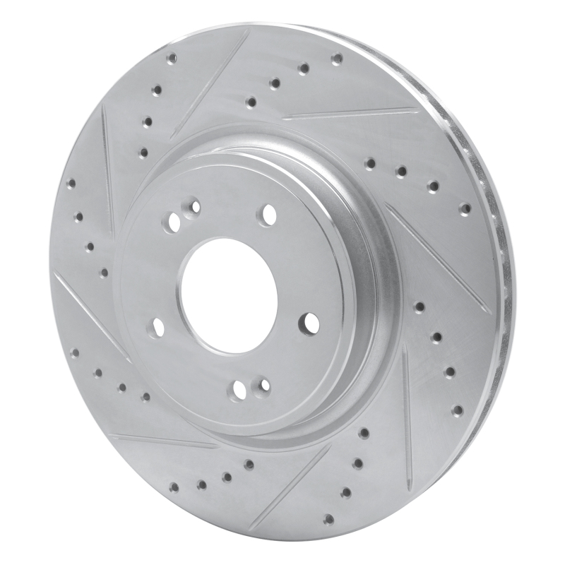 R1 Concepts for 18-23 Genesis G70 Front Left Drilled & Slotted Silver Brake Rotor - Image 2