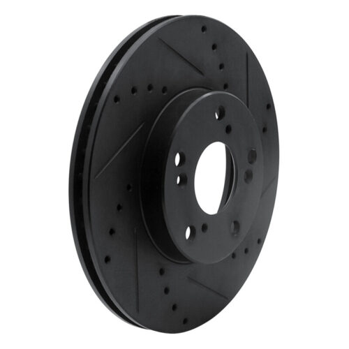 Alternative view of R1 Concepts for 06-15 Honda Civic Front Right Drilled & Slotted Black Brake Rotor