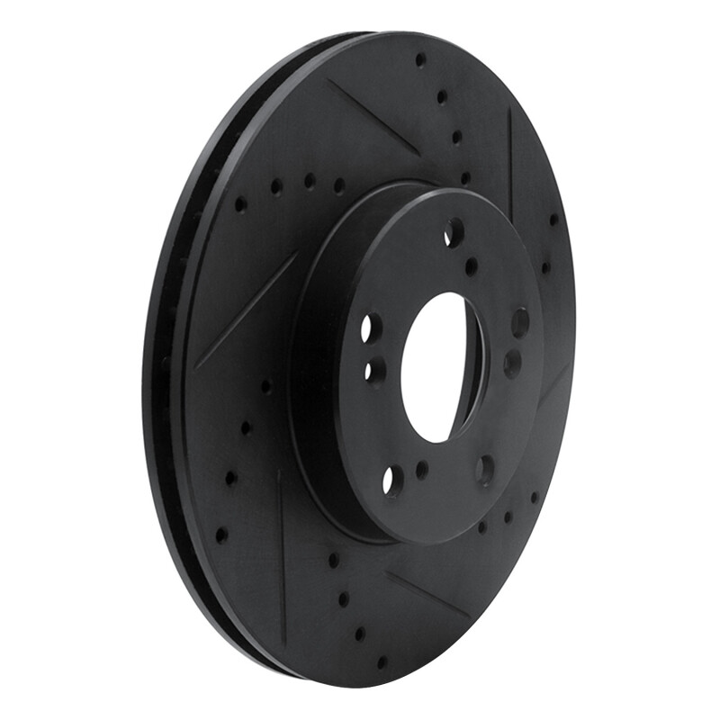 R1 Concepts for 06-15 Honda Civic Front Right Drilled & Slotted Black Brake Rotor - Image 2