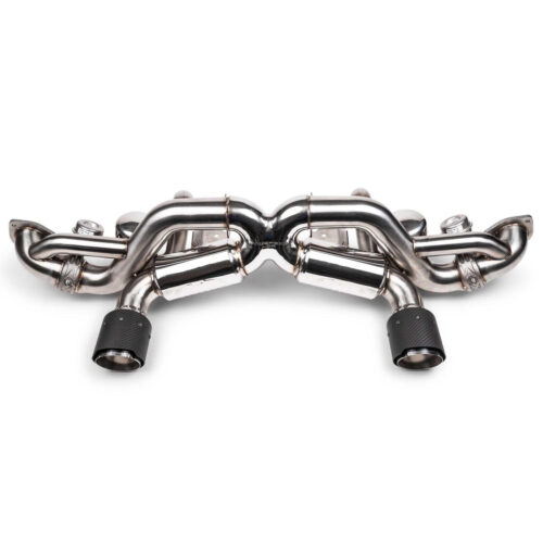Fabspeed Porsche 718 GT4 RS Valved X-Pipe Cat-Back Exhaust System (2022+) - Brushed Stainless Single Wall Tips
