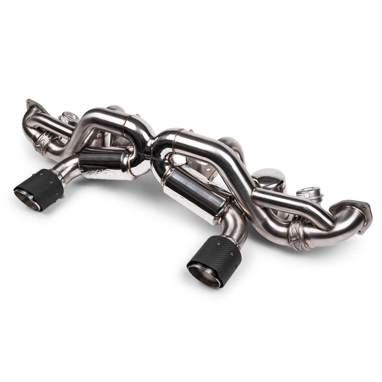 Fabspeed Porsche 718 GT4 RS Valved X-Pipe Cat-Back Exhaust System (2022+) - Brushed Stainless Single Wall Tips - Image 6
