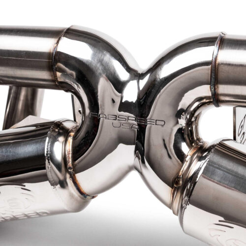 Fabspeed Porsche 718 GT4 RS Valved X-Pipe Cat-Back Exhaust System (2022+) - Brushed Stainless Single Wall Tips - Image 9