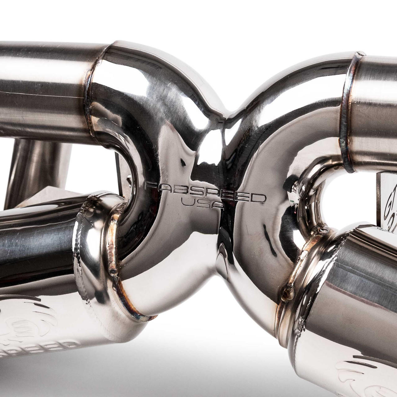 Fabspeed Porsche 718 GT4 RS Valved X-Pipe Cat-Back Exhaust System (2022+) - Brushed Stainless Single Wall Tips - Image 9
