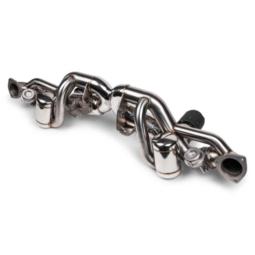 Fabspeed Porsche 718 GT4 RS Valved X-Pipe Cat-Back Exhaust System (2022+) - Brushed Stainless Single Wall Tips - Image 5
