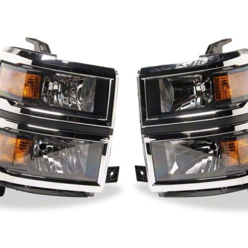 Raxiom for 2014-2015 Chevrolet Silverado 1500 OE Style Headlights/ Chrome Trim- Black - Clear Lens - Image 3
