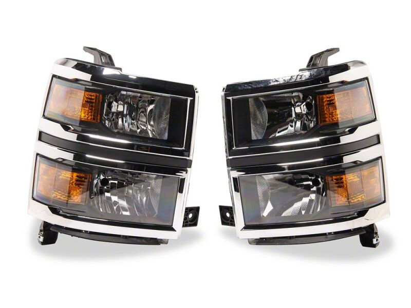 Raxiom for 2014-2015 Chevrolet Silverado 1500 OE Style Headlights/ Chrome Trim- Black - Clear Lens - Image 3