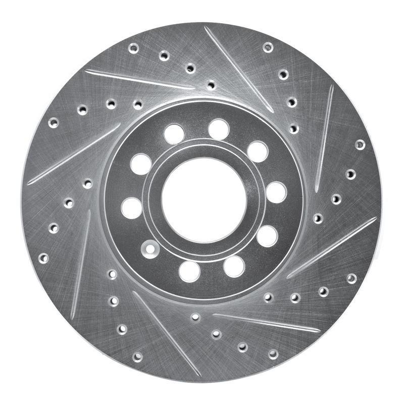 R1 Concepts for 05-25 Audi A3 (Mexico) Front Right Drilled & Slotted Silver Brake Rotor