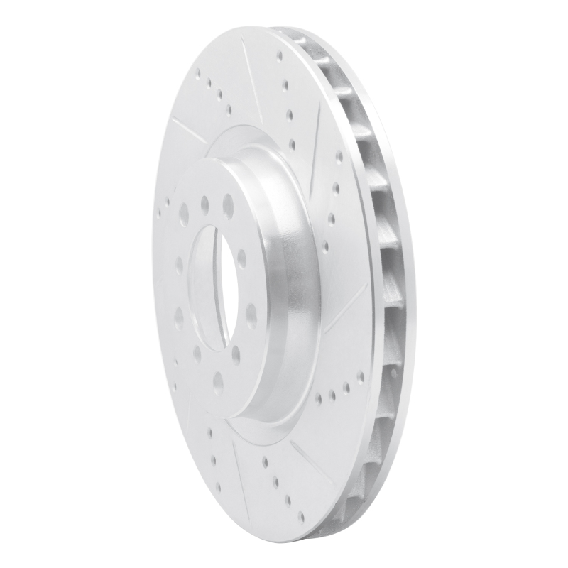 R1 Concepts for 01-06 BMW M3 Left Front Drilled & Slotted Silver Brake Rotor - Image 2