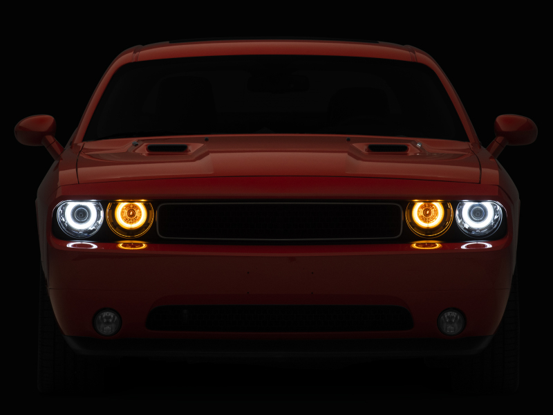 Raxiom for 2008-2014 Dodge Challenger Dual LED Halo Projector Headlights- Black Housing (Clear Lens) - Image 9