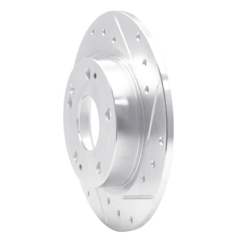 Alternative view of R1 Concepts for 16-25 Honda Civic Hatchback Rear Right Drilled & Slotted Silver Brake Rotor