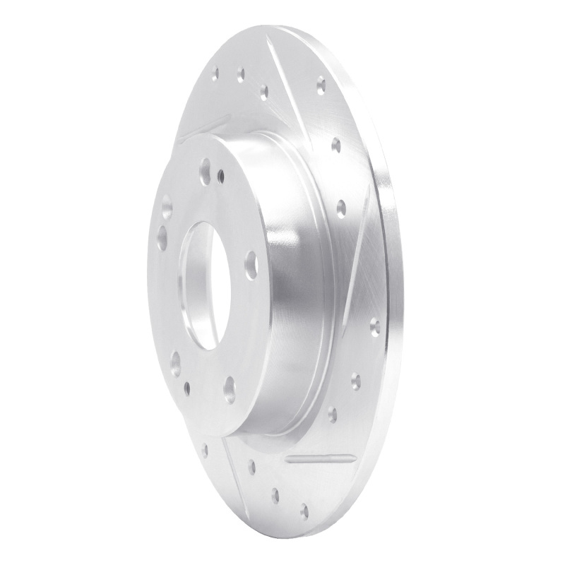R1 Concepts for 16-25 Honda Civic Hatchback Rear Right Drilled & Slotted Silver Brake Rotor - Image 2