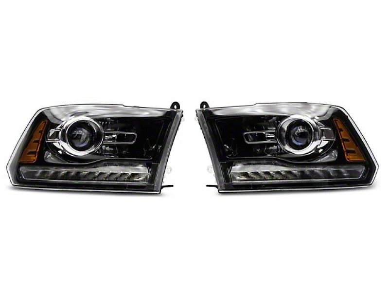 Raxiom for 2009-2018 Dodge RAM 1500 LED Halo Headlights w/Switchback Turn Signals- Blk Housing (Clear Lens) - Image 2