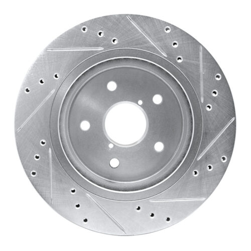 R1 Concepts for 2015-2025 Subaru Outback Rear Left Drilled & Slotted Silver Brake Rotor - Image 5