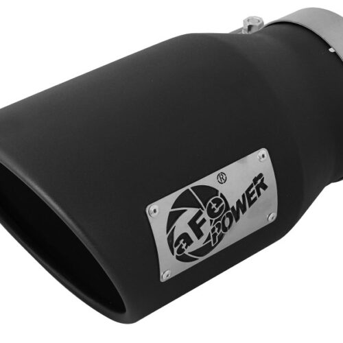 aFe Power MACHForce XP 5in 304 Stainless Steel Exhaust Tip 5 In x 7 Out x 12L in Bolt On Right - Black - Image 3