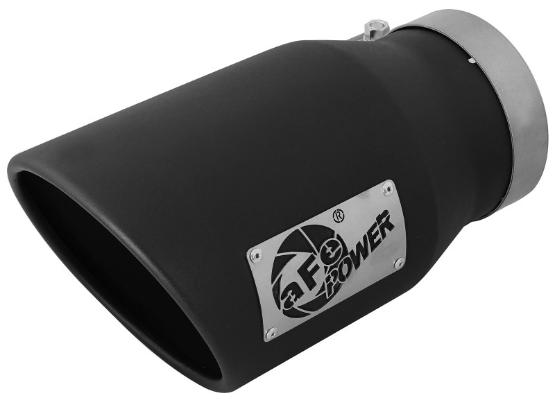 aFe Power MACHForce XP 5in 304 Stainless Steel Exhaust Tip 5 In x 7 Out x 12L in Bolt On Right - Black - Image 3