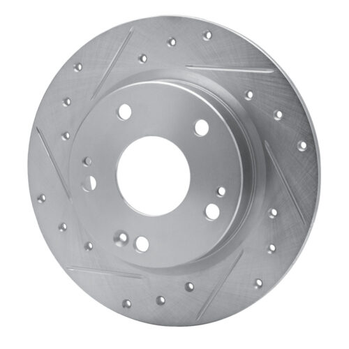 Alternative view of R1 Concepts for 16-25 Honda Civic Hatchback Rear Left Drilled & Slotted Silver Brake Rotor