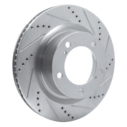 Alternative view of DFC 07-22 Lexus LX570 Front Right Drilled & Slotted Silver Brake Rotor