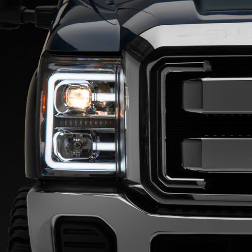 Raxiom for 2011-2016 Ford F-250 Super Duty LED Projector Headlights - Chrome Housing (Clear Lens)