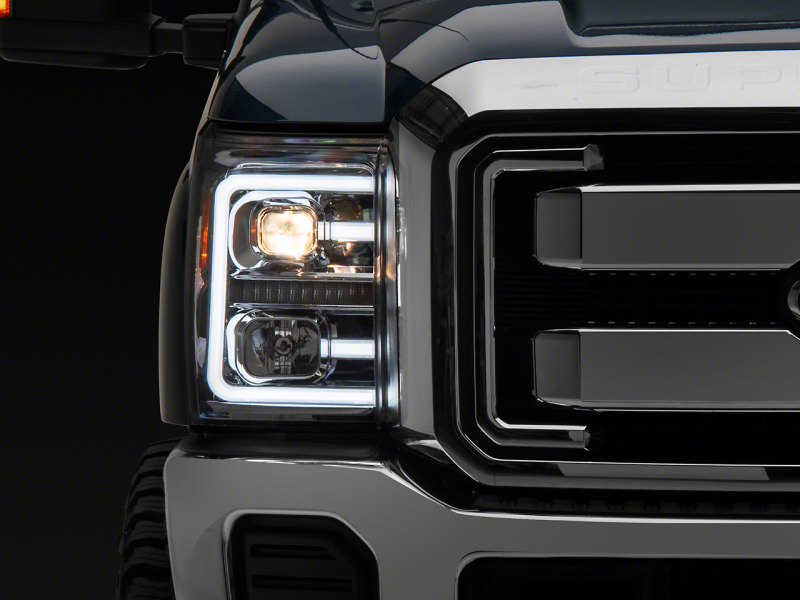 Raxiom for 2011-2016 Ford F-250 Super Duty LED Projector Headlights - Chrome Housing (Clear Lens)