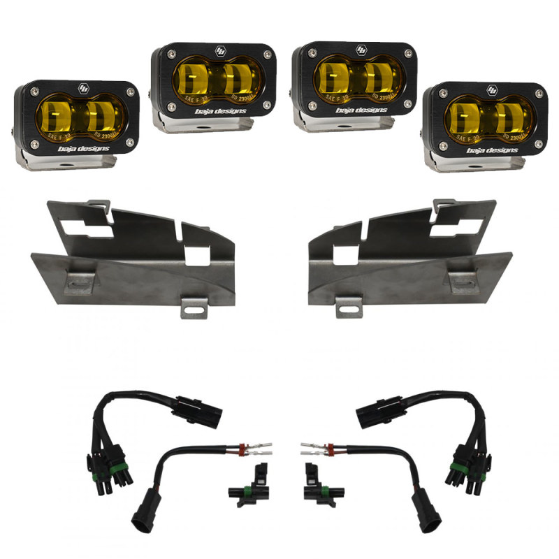 Baja Designs for 19-22 Dodge RAM 1500 Rebel / 21-22 1500 TRX S2 SAE Dual Fog Pocket Light Kit - Amber