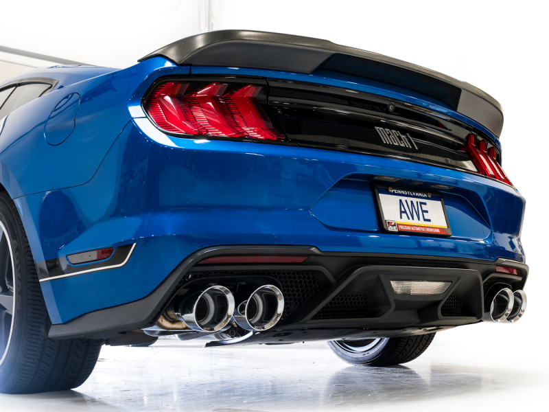 AWE Tuning SwitchPath Cat-Back Exhaust w/ Quad Chrome Silver Tips for 21-23 Ford Mustang Mach 1 - Image 5