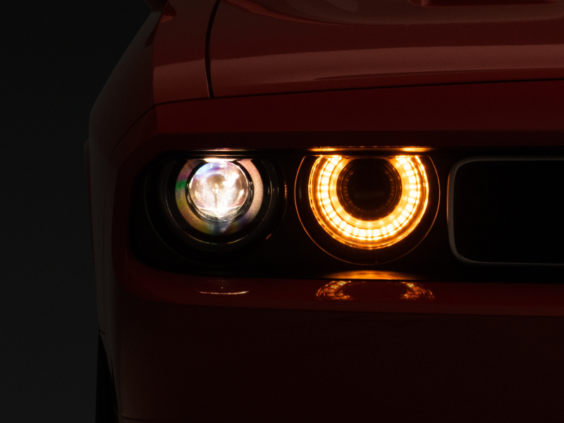 Raxiom for 2008-2014 Dodge Challenger Halo Projctr Headlights w/Sequential Turn Signals-Blk Hsng(Clear Lens) - Image 2