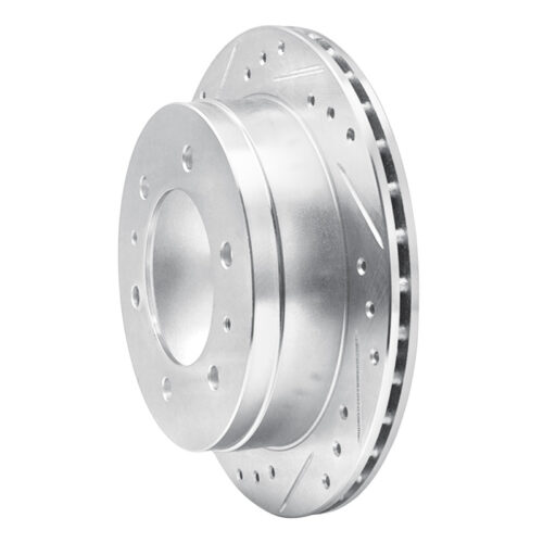 Alternative view of R1 Concepts for 88-95 Nissan Pathfinder Rear Left Drilled & Slotted Silver Brake Rotor