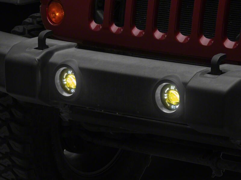 Raxiom for 2007-2018 Jeep Wrangler JK V2 LED Switchback Fog Lights with Amber Turn Signal and Halo Rings - Image 9