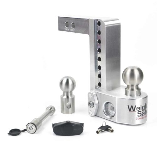 Weigh Safe 8in Drop Hitch w/Built-in Scale & 2in Shank (10K/12.5K GTWR) w/WS05 - Aluminum