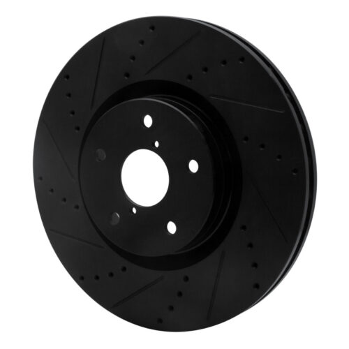 Alternative view of R1 Concepts for 05-17 Subaru WRX STI Front Left Drilled & Slotted Black Brake Rotor
