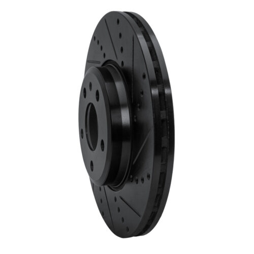 Alternative view of R1 Concepts for 08-25 Audi A4 Quattro Front Right Drilled & Slotted Black Brake Rotor