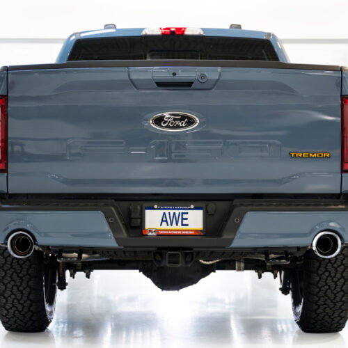 AWE Tuning Cat-Back w/ Chrome Silver Tips for 2021+ Ford F150 Tremor w/ Bumper Cutouts 0FG Non-Resonated - Image 7