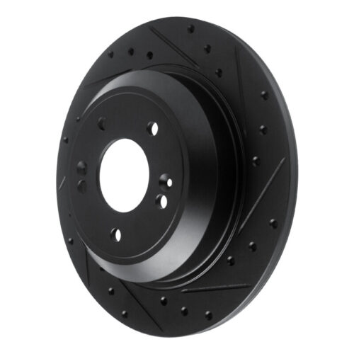 Alternative view of R1 Concepts for 18-23 Genesis G70 Rear Right Drilled & Slotted Black Brake Rotor