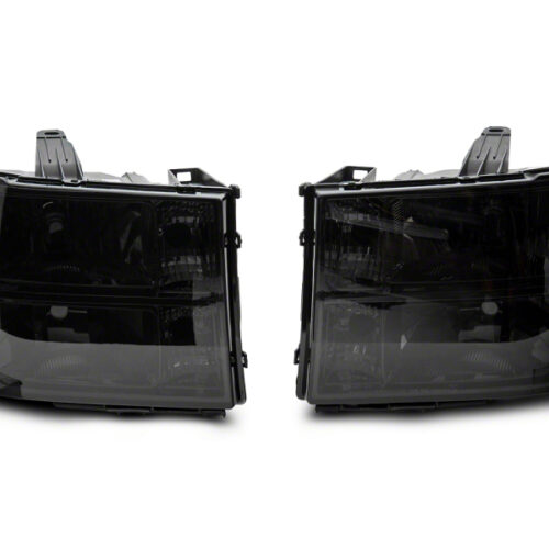Raxiom for 2007-2014 GMC Sierra 1500/2500 HD/3500 HD Axial OEM Rep Headlights- Chrome Housing- Smoked Lens
