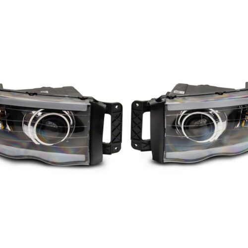 Raxiom for 2002-2005 Dodge RAM 1500/2500/3500 Axial LED Projector Headlights- Black Housing (Clear Lens)