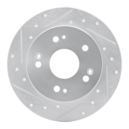 R1 Concepts for 06-15 Honda Civic Si Rear Left Drilled & Slotted Silver Brake Rotor