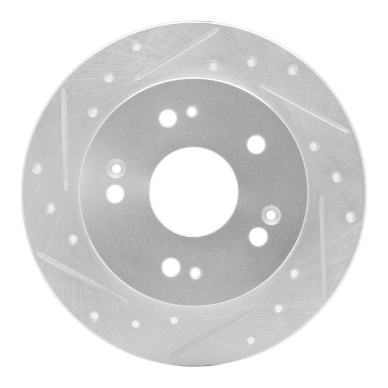 R1 Concepts for 06-15 Honda Civic Si Rear Left Drilled & Slotted Silver Brake Rotor