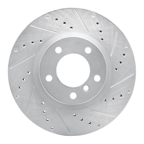 R1 Concepts for 95-99 BMW M3 E36 Left Front Drilled & Slotted Silver Brake Rotor