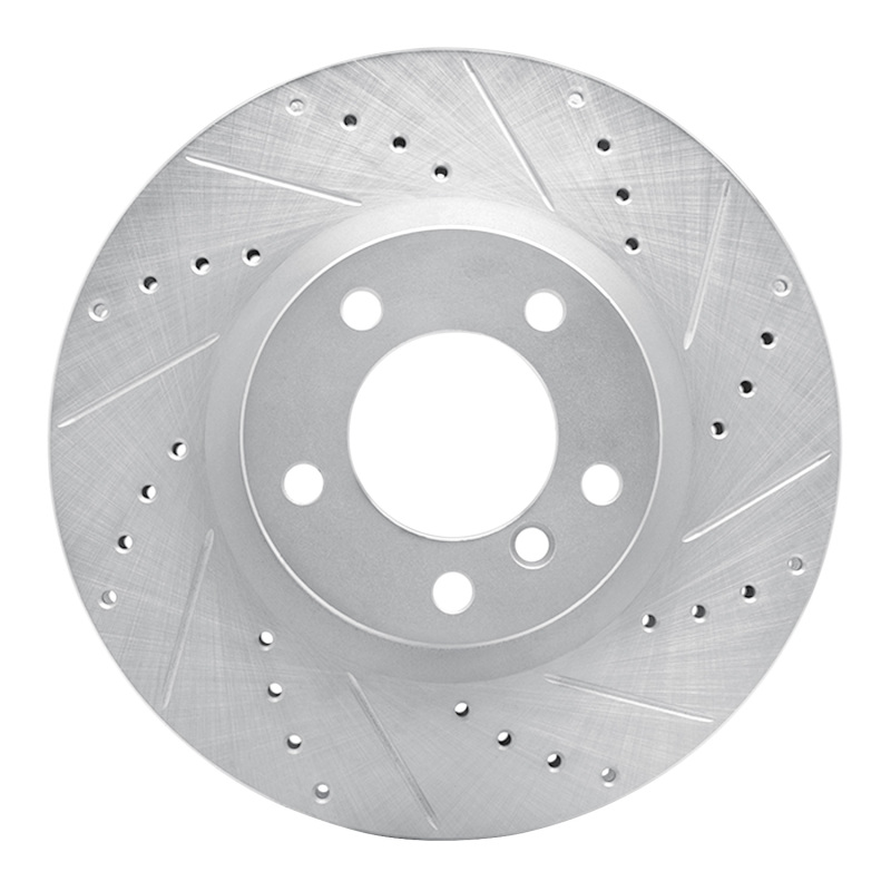 R1 Concepts for 95-99 BMW M3 E36 Left Front Drilled & Slotted Silver Brake Rotor