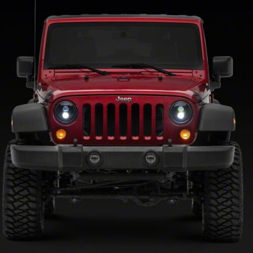 Raxiom for 2007-2018 Jeep Wrangler JK Axial Series DB2 LED Headlights- Black Housing- Clear Lens - Image 8